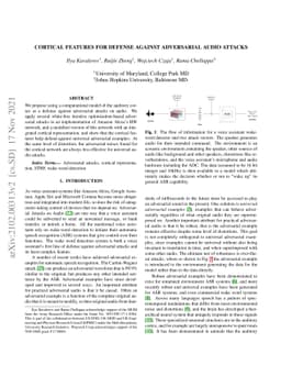 Cortical Features for Defense Against Adversarial Audio Attacks