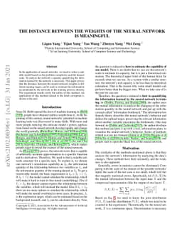 The distance between the weights of the neural network is meaningful