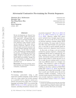 Adversarial Contrastive Pre-training for Protein Sequences
