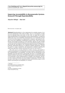 Improving Accountability in Recommender Systems Research Through
  Reproducibility