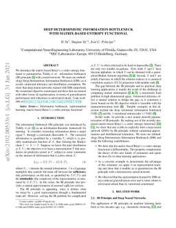 Deep Deterministic Information Bottleneck with Matrix-based Entropy
  Functional