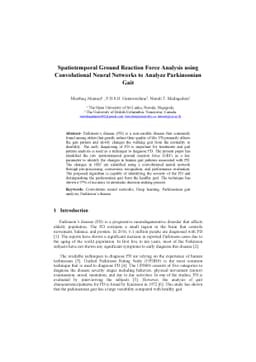 Spatiotemporal Ground Reaction Force Analysis using Convolutional Neural
  Networks to Analyze Parkinsonian Gait