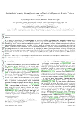 Probabilistic Learning Vector Quantization on Manifold of Symmetric
  Positive Definite Matrices