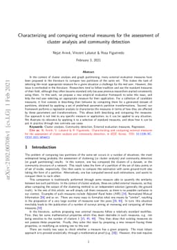 Characterizing and comparing external measures for the assessment of
  cluster analysis and community detection