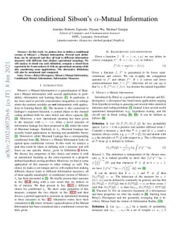 On conditional Sibson's $α$-Mutual Information