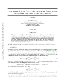 Stochastic Online Convex Optimization. Application to probabilistic time
  series forecasting