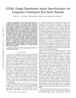 GTAE: Graph-Transformer based Auto-Encoders for Linguistic-Constrained
  Text Style Transfer