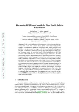 Fine-tuning BERT-based models for Plant Health Bulletin Classification