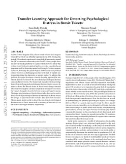 Transfer Learning Approach for Detecting Psychological Distress in
  Brexit Tweets