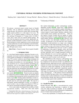 Universal Neural Vocoding with Parallel WaveNet