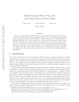 SGD Generalizes Better Than GD (And Regularization Doesn't Help)