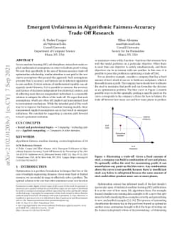 Emergent Unfairness in Algorithmic Fairness-Accuracy Trade-Off Research