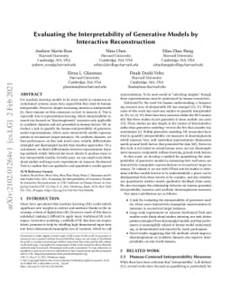 Evaluating the Interpretability of Generative Models by Interactive
  Reconstruction