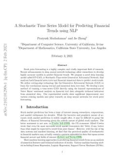 A Stochastic Time Series Model for Predicting Financial Trends using NLP