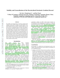 Stability and Generalization of the Decentralized Stochastic Gradient
  Descent