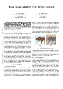 Fake-image detection with Robust Hashing