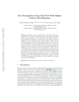 Face Recognition Using $Sf_{3}CNN$ With Higher Feature Discrimination