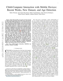 Child-Computer Interaction with Mobile Devices: Recent Works, New
  Dataset, and Age Detection
