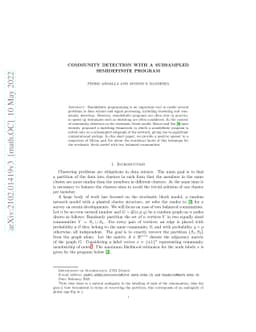 Community Detection with a Subsampled Semidefinite Program