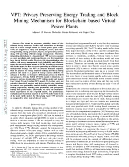 VPT: Privacy Preserving Energy Trading and Block Mining Mechanism for
  Blockchain based Virtual Power Plants