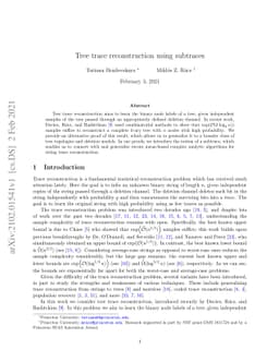 Tree trace reconstruction using subtraces