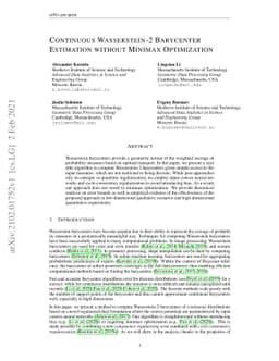 Continuous Wasserstein-2 Barycenter Estimation without Minimax
  Optimization