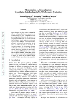 Memorization vs. Generalization: Quantifying Data Leakage in NLP
  Performance Evaluation