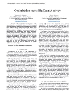 Optimization meets Big Data: A survey
