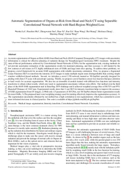 Automatic Segmentation of Organs-at-Risk from Head-and-Neck CT using
  Separable Convolutional Neural Network with Hard-Region-Weighted Loss