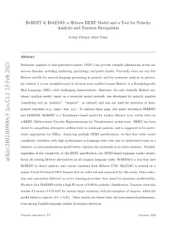 HeBERT & HebEMO: a Hebrew BERT Model and a Tool for Polarity Analysis
  and Emotion Recognition