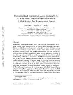 Unbox the Black-box for the Medical Explainable AI via Multi-modal and
  Multi-centre Data Fusion: A Mini-Review, Two Showcases and Beyond
