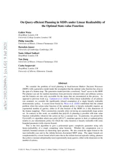 On Query-efficient Planning in MDPs under Linear Realizability of the
  Optimal State-value Function