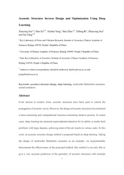 Acoustic Structure Inverse Design and Optimization Using Deep Learning