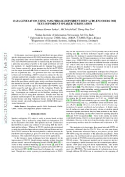 Data Generation Using Pass-phrase-dependent Deep Auto-encoders for
  Text-Dependent Speaker Verification