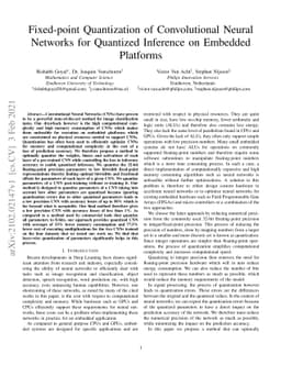 Fixed-point Quantization of Convolutional Neural Networks for Quantized
  Inference on Embedded Platforms
