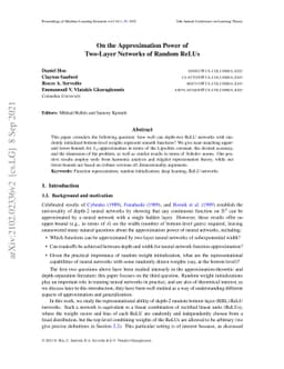 On the Approximation Power of Two-Layer Networks of Random ReLUs