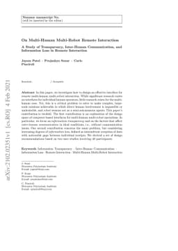 On Multi-Human Multi-Robot Remote Interaction: A Study of Transparency,
  Inter-Human Communication, and Information Loss in Remote Interaction