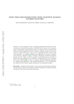Wind Field Reconstruction with Adaptive Random Fourier Features