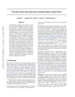 Provably End-to-end Label-Noise Learning without Anchor Points
