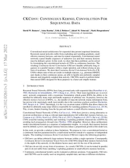 CKConv: Continuous Kernel Convolution For Sequential Data