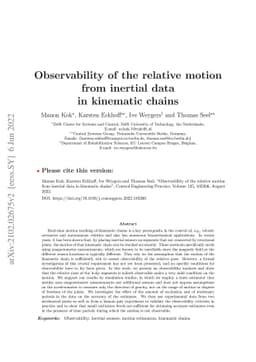 Observability of the relative motion from inertial data in kinematic
  chains