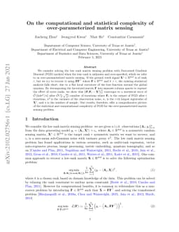 On the computational and statistical complexity of over-parameterized
  matrix sensing