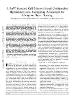 A 5 μW Standard Cell Memory-based Configurable Hyperdimensional
  Computing Accelerator for Always-on Smart Sensing