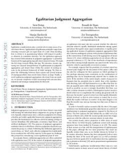 Egalitarian Judgment Aggregation