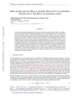 How do Quadratic Regularizers Prevent Catastrophic Forgetting: The Role
  of Interpolation