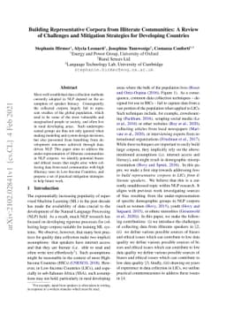 Building Representative Corpora from Illiterate Communities: A Review of
  Challenges and Mitigation Strategies for Developing Countries