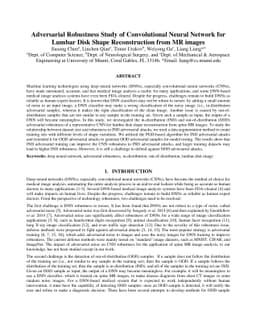 Adversarial Robustness Study of Convolutional Neural Network for Lumbar
  Disk Shape Reconstruction from MR images