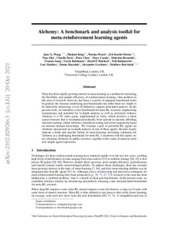 Alchemy: A benchmark and analysis toolkit for meta-reinforcement
  learning agents