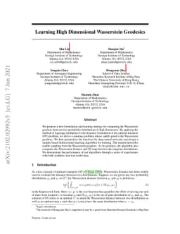 Learning High Dimensional Wasserstein Geodesics