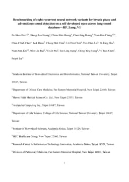 Benchmarking of eight recurrent neural network variants for breath phase
  and adventitious sound detection on a self-developed open-access lung sound
  database-HF_Lung_V1